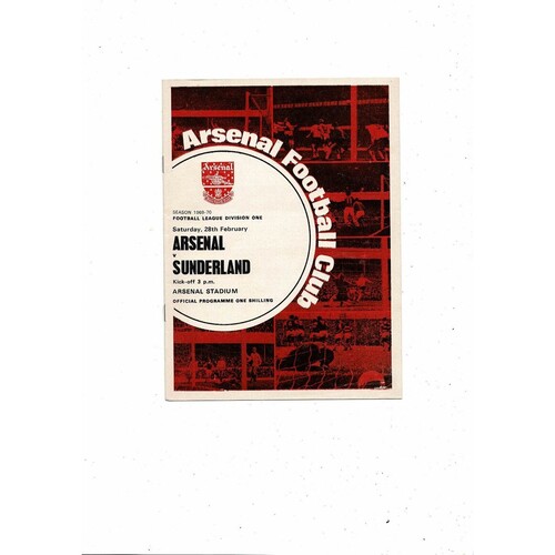 1969/70 Arsenal v Sunderland Football Programme