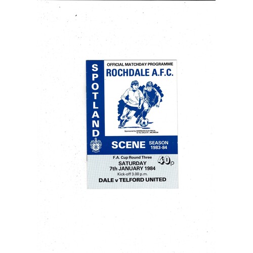 Rochdale v Telford United FA Cup Football Programme 1983/84
