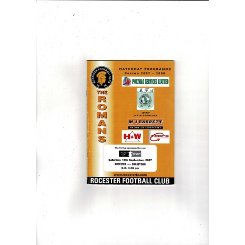 Rochester v Chasetown FA Cup Football Programme 2007/08