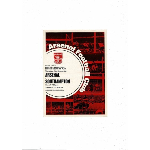 1969/70 Arsenal v Southampton League Cup Replay Football Programme
