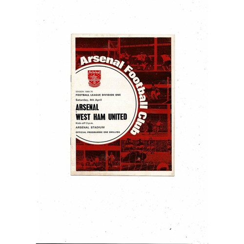 1969/70 Arsenal v West Ham United Football Programme