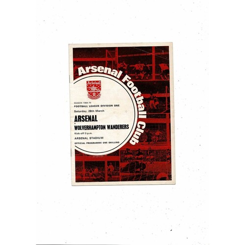1969/70 Arsenal v Wolves Football Programme