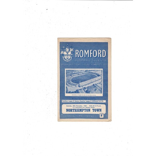Romford v Northampton Town FA Cup Football Programme 1960/61