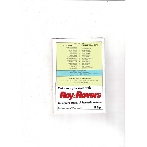 St. Albans City v Cheltenham Town FA Cup Football Programme 1992/93