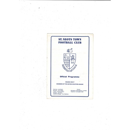 St. Neots Town v Stowmarket FA Cup Football Programme 1976/77