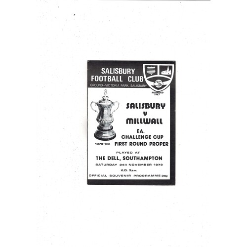 Salisbury v Millwall FA Cup Football Programme 1979/80