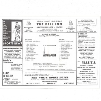 Salisbury v Millwall FA Cup Football Programme 1979/80