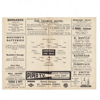 Scarborough v Doncaster Rovers Replay FA Cup Football Programme 1964/65