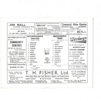 Scunthorpe United v Macclesfield Town FA Cup Replay Football Programme 1969/70