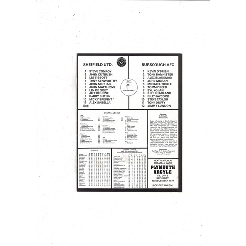 Sheffield United v Burscough FA Cup Football Programme 1979/80