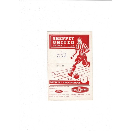 Sheppy United v Margate Town FA Cup Football Programme 1968/69