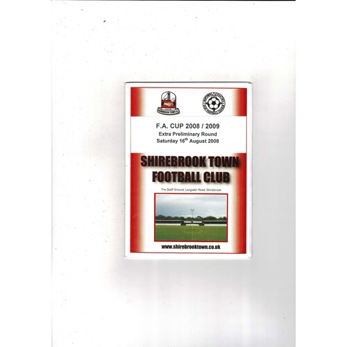 Shirebrook Town v Causeway United FA Cup Football Programme 2008/09
