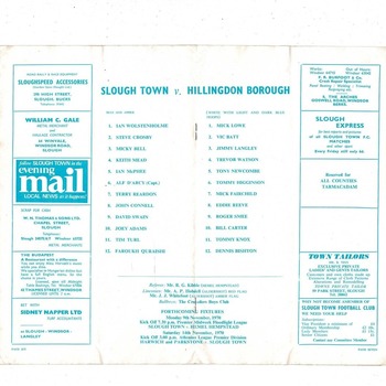 Slough Town v Hillingdon Borough FA Cup Football Programme 1970/71