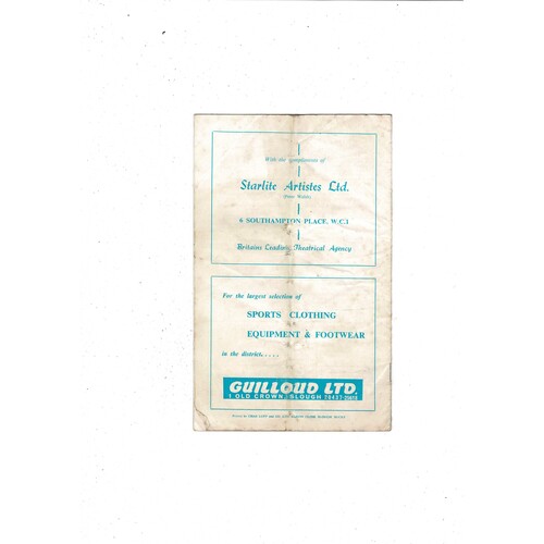 Slough Town v Hillingdon Borough FA Cup Football Programme 1970/71