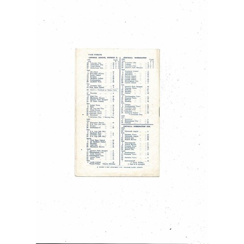 1951/52 Cardiff City v Brentford Football Programme