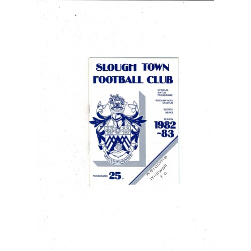 Slough Town v Millwall FA Cup Football Programme 1982/83
