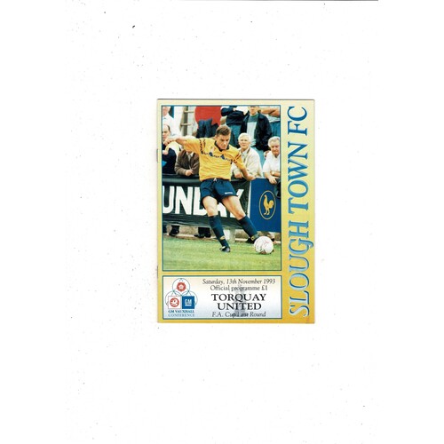 Slough Town v Torquay United FA Cup Football Programme 1993/94