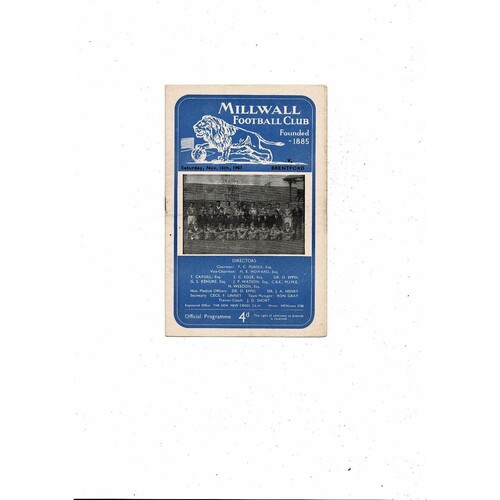 1957/58 Millwall v Brentford FA Cup Football Programme