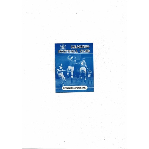 1959/60 Reading v Swindon Town Football Programme