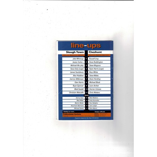 Slough Town v Cheshunt FA Cup Football Programme 2004/05
