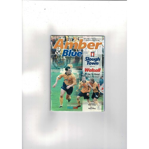 Slough Town v Walsall FA Cup Football Programme + Press Cutting 2004/05