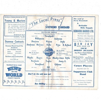 Southend United v Oswestry Town FA Cup Football Programme 1959/60