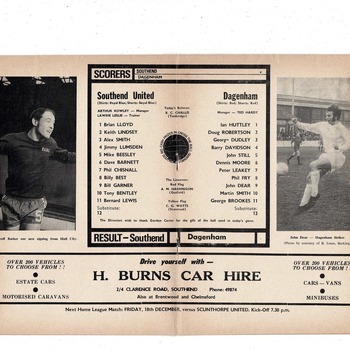 Southend United v Dagenham FA Cup Football Programme 1970/71