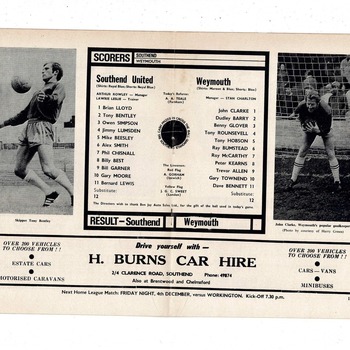 Southend United v Weymouth FA Cup Football Programme 1970/71