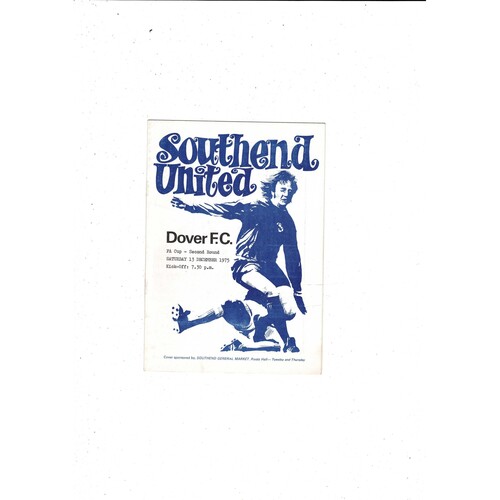 Southend United v Dover FA Cup Football Programme 1975/76