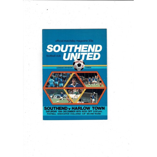 Southend United v Harlow Town FA Cup Football Programme 1979/80