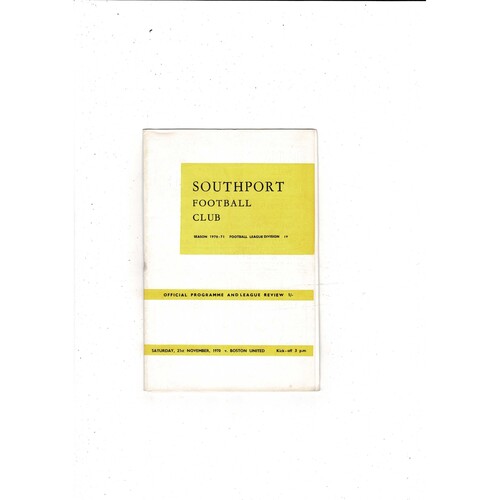 Southport v Boston United FA Cup Football Programme 1970/71