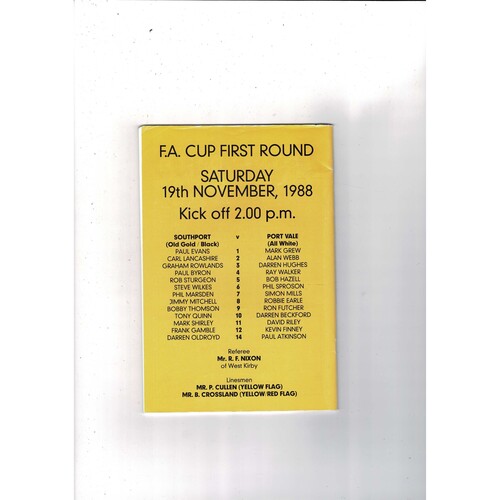 Southport v Port Vale FA Cup Football Programme 1988/89