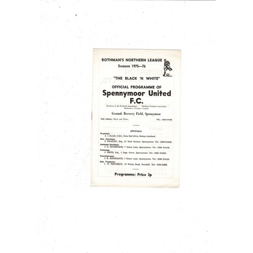 Spennymoor United v Southport FA Cup Football Programme 1975/76