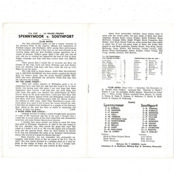 Spennymoor United v Southport FA Cup Football Programme 1975/76