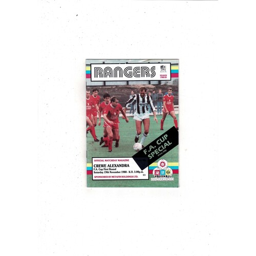 Stafford Rangers v Crewe Alexandra FA Cup Football Programme 1988/89