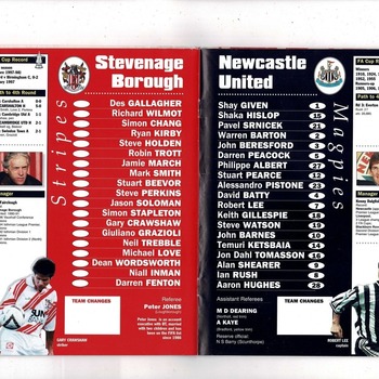 Stevenage Borough v Newcastle FA Cup Football Programme 1997/98