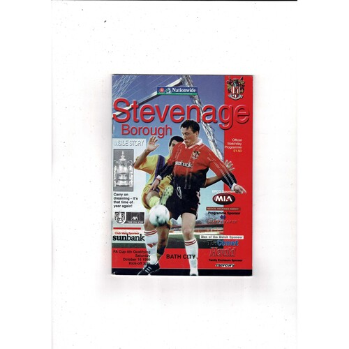 Stevenage Borough v Bath City FA Cup Football Programme 1999/00