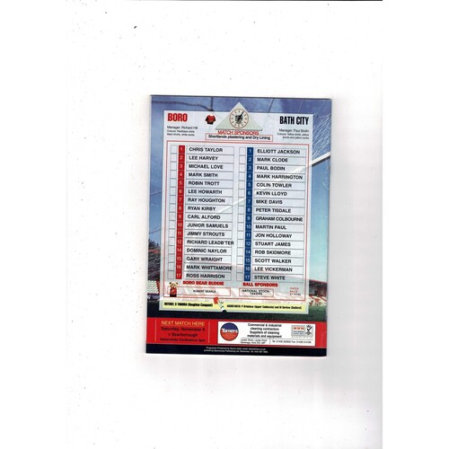 Stevenage Borough v Bath City FA Cup Football Programme 1999/00