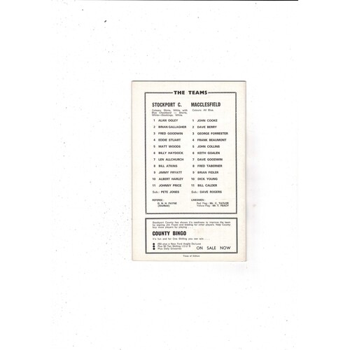 Stockport County v Macclesfield FA Cup Football Programme + League Review 1967/68