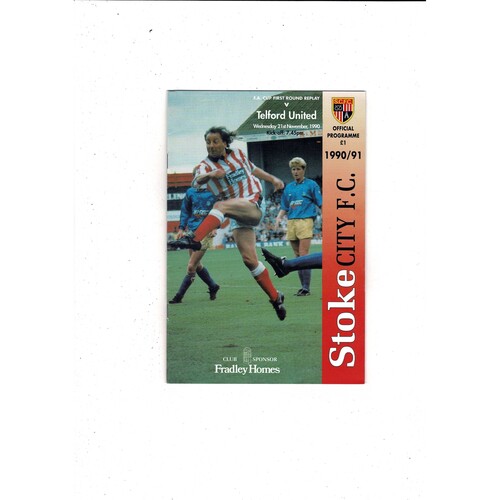 Stoke City v Telford United FA Cup Football Programme 1990/91