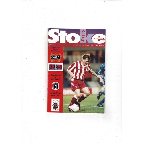 Stoke City v Bath City FA Cup Football Programme + Press Cutting 1993/94