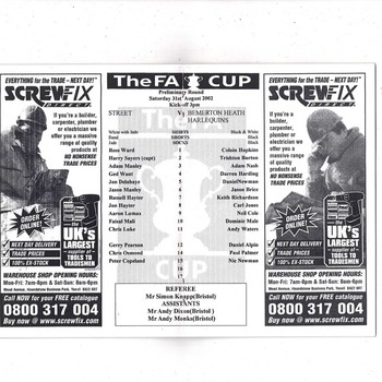 Street v Bemerton Heath Harlequins FA Cup Football Programme 2002/03