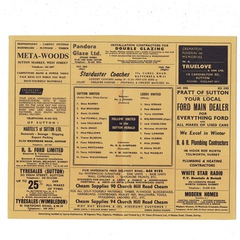 Sutton United v Leeds United FA Cup Football Programme (Souvenir Edition) 1970/71