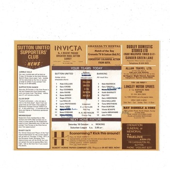 Sutton United v Barking FA Cup Football Programme 1976/77