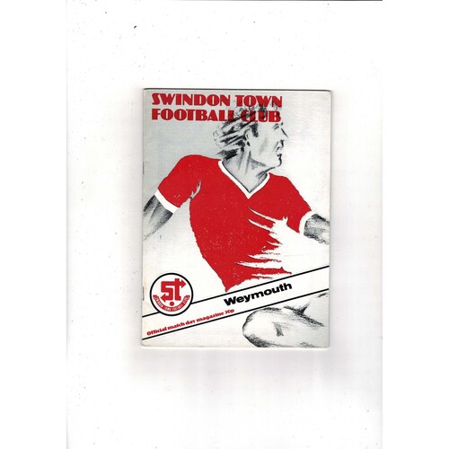 Swindon Town v Weymouth FA Cup Football Programme 1980/81
