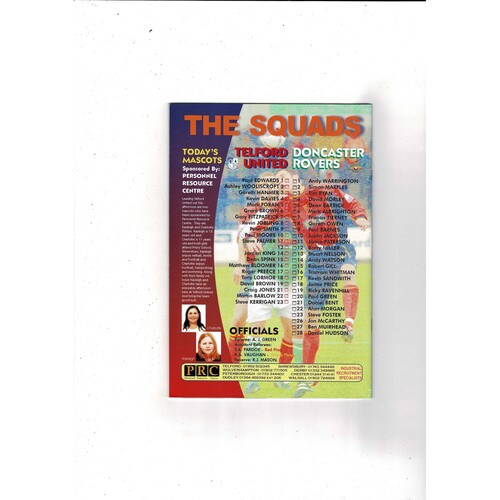 Telford United v Doncaster Rovers FA Cup Football Programme 2002/03