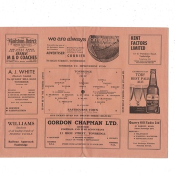 Tonbridge v Eastbourne Town FA Cup Football Programme 1964/65