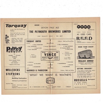 Torquay United v Harwich & Parkeston FA Cup Football Programme 1961/62