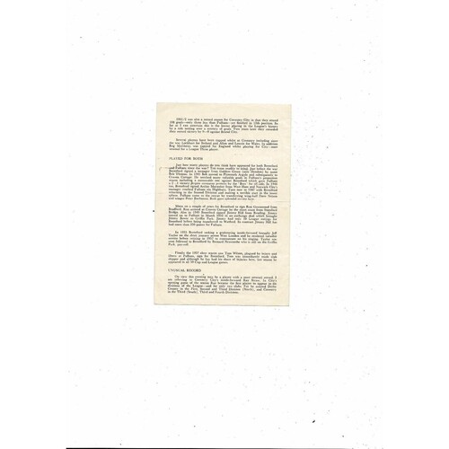 1959/60 Fulham v Coventry City Southern Floodlight Cup Replay Football Programme @ Brentford