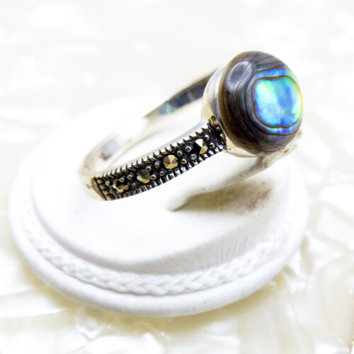 Abalone Shell Set on 925 Sterling Silver Ring